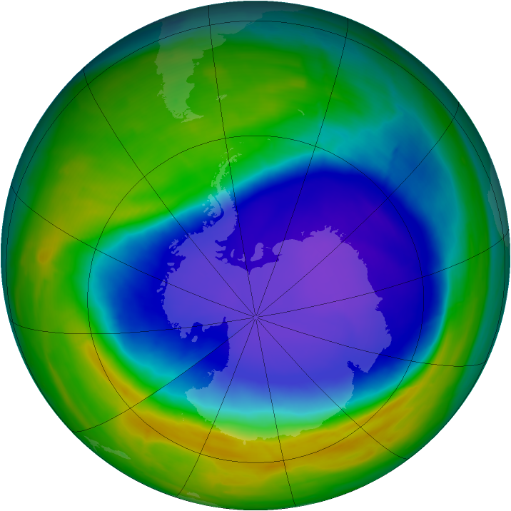 Antarctic ozone map for 14 October 2008
